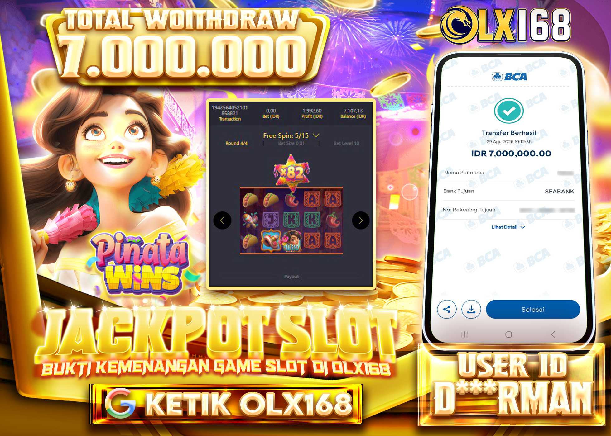 D***RMAN JACKPOT PINATA WINS 2 Rp.7.000.000 - LUNAS